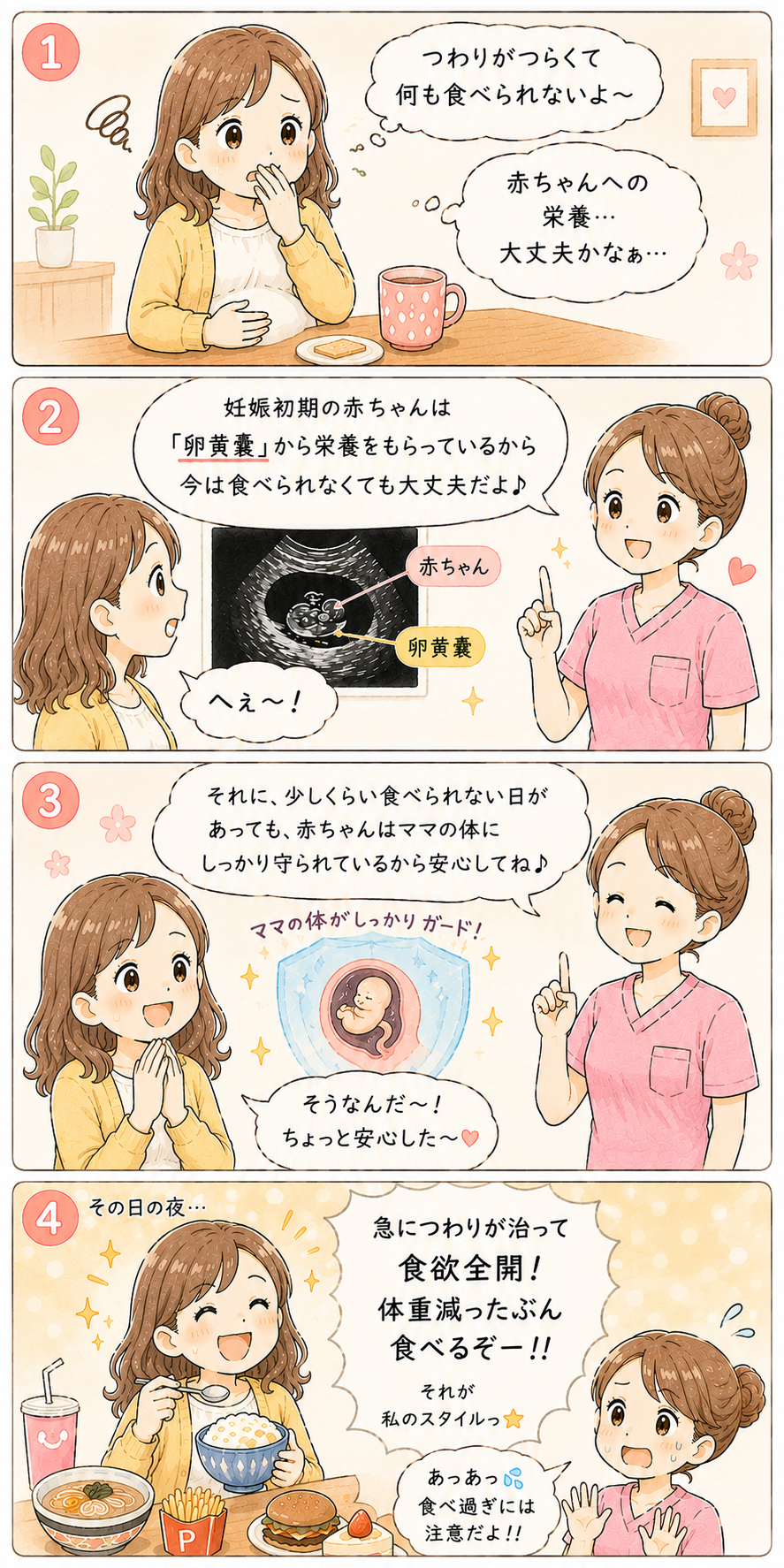 つわりで食べられなくても赤ちゃんは大丈夫？4コマ漫画