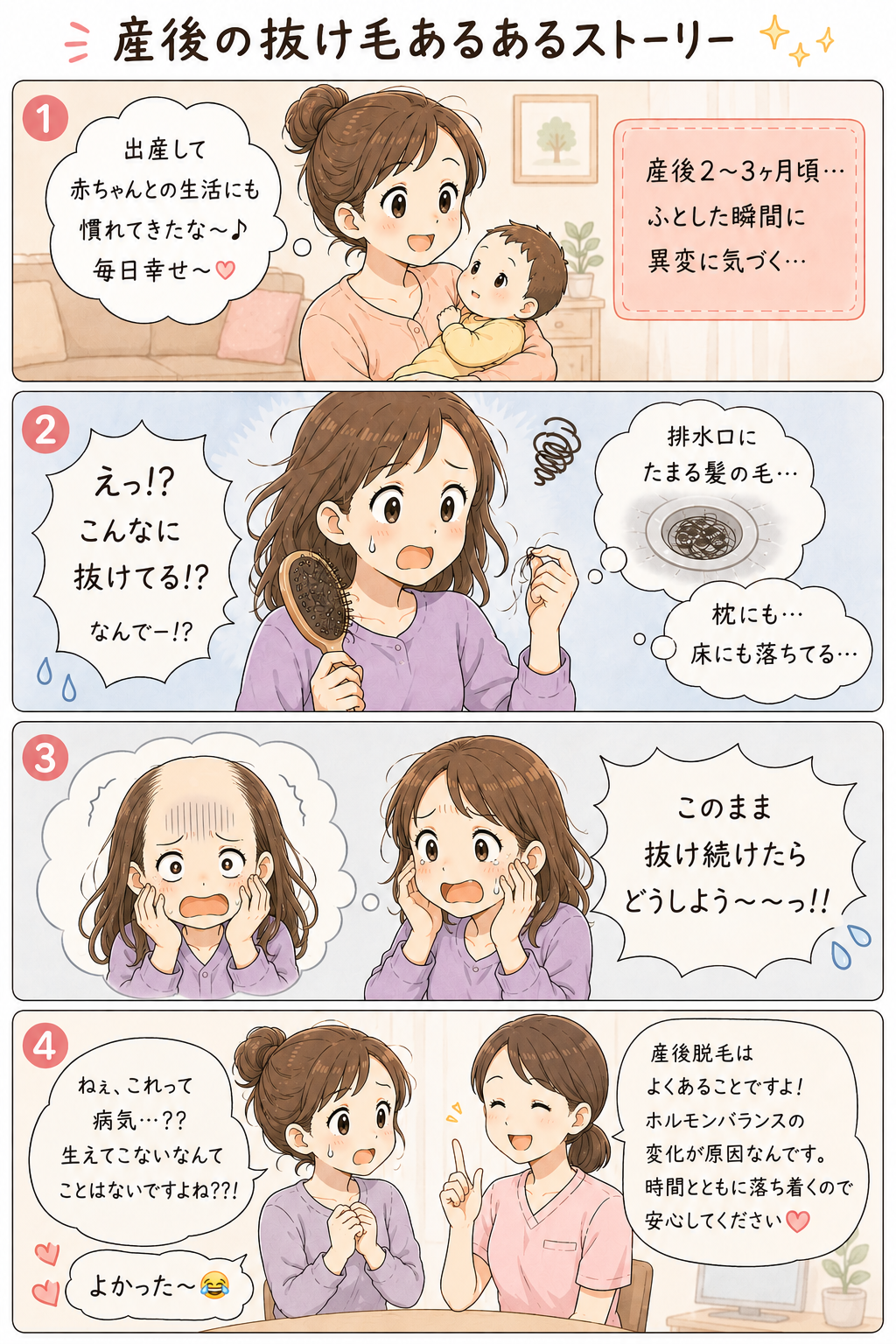 産後脱毛 4コマ漫画