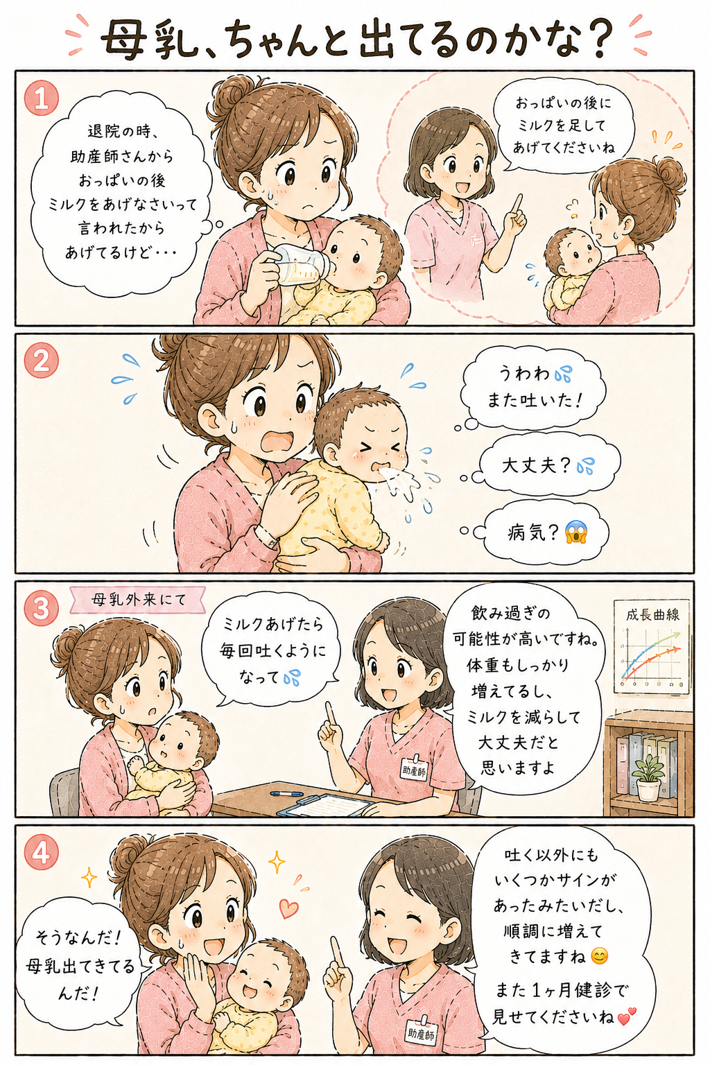 母乳、ちゃんと出てるのかな? 4コマ漫画
