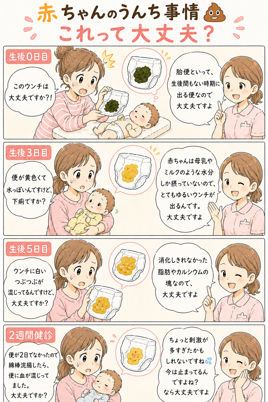 赤ちゃんのうんち事情 4コマ漫画