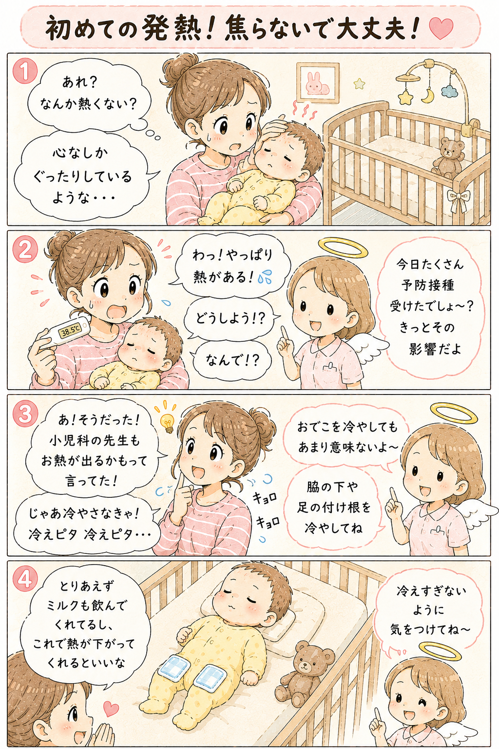 赤ちゃんの発熱 4コマ漫画