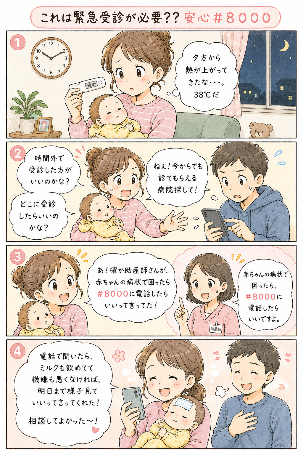 赤ちゃんの受診の目安 4コマ漫画