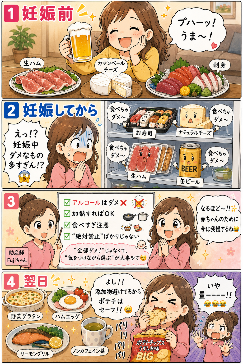 妊娠中に食べてはいけないもの 4コマ漫画