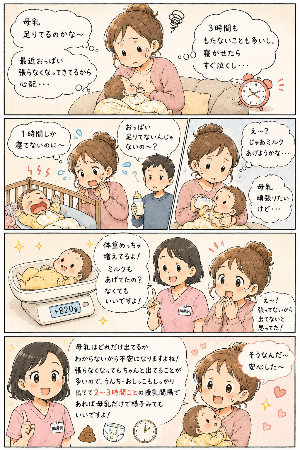 赤ちゃんの体重が増えない 4コマ漫画
