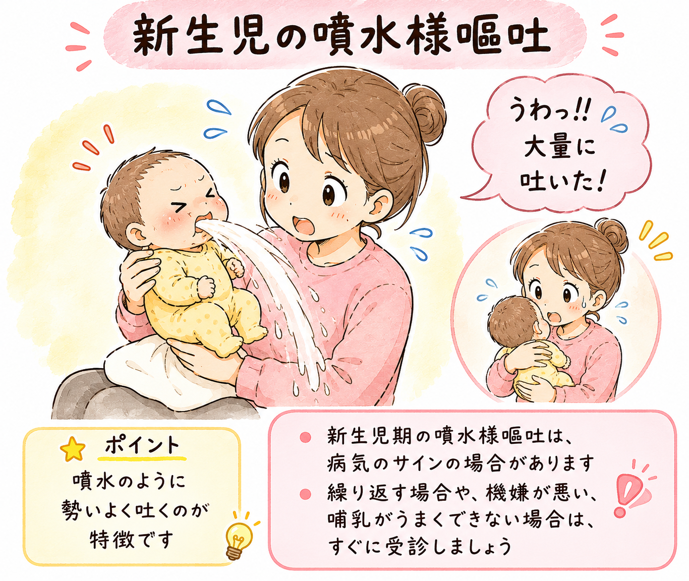 噴水様嘔吐のイラスト