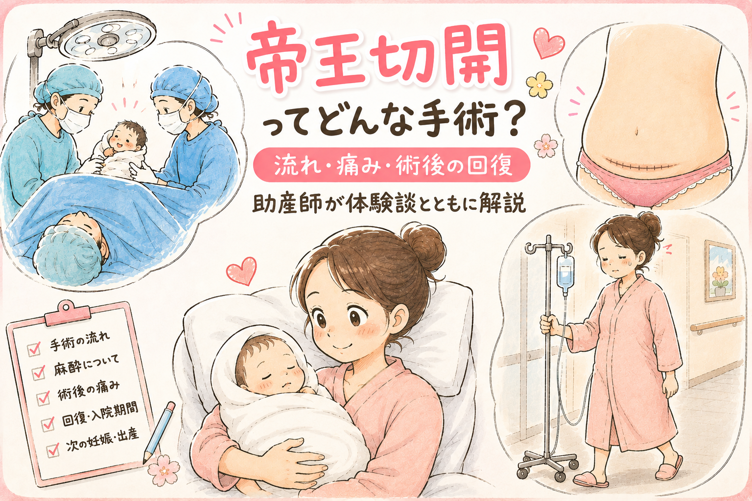 帝王切開ってどんな手術？流れ・痛み・術後の回復【助産師が体験談とともに解説】