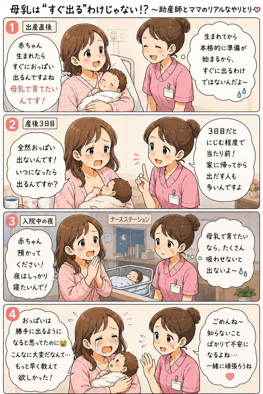 母乳育児のリアル 4コマ漫画