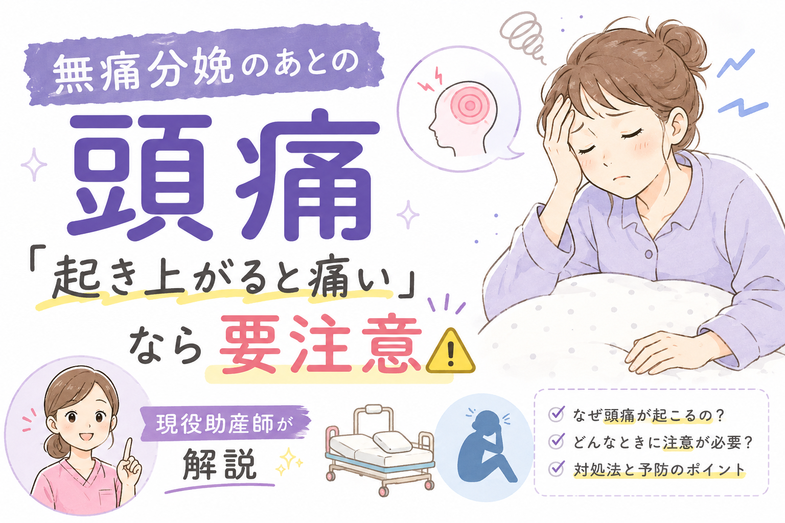 無痛分娩のあとの頭痛「起き上がると痛い」なら要注意｜現役助産師が解説